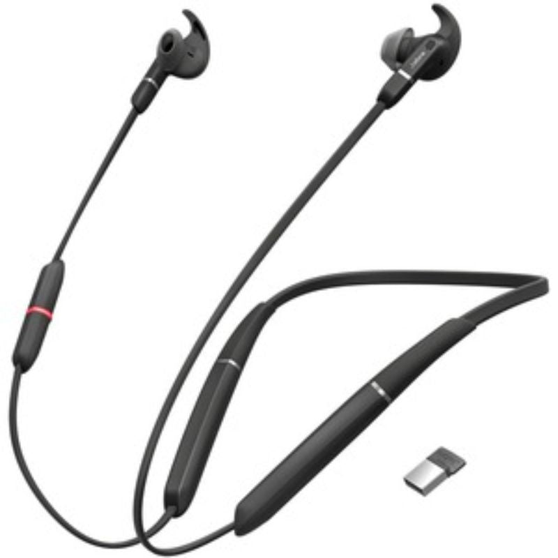 Jabra Evolve 65e UC Wireless Earbuds with Link 370 Adapter, Ear Gels & Earwings