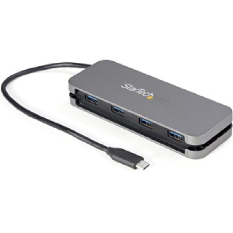 Startech 4 Port USB C Hub with 4 USB-A ports, 5Gbps speed, portable design, ideal for connecting multiple devices.
