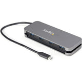 Startech 4 Port USB C Hub with 4 USB-A ports, 5Gbps speed, portable design, ideal for connecting multiple devices.