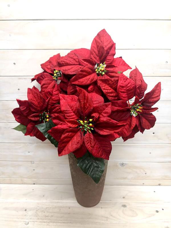Artificial Poinsettia Bush - Large TT Red x 5 (24cm)