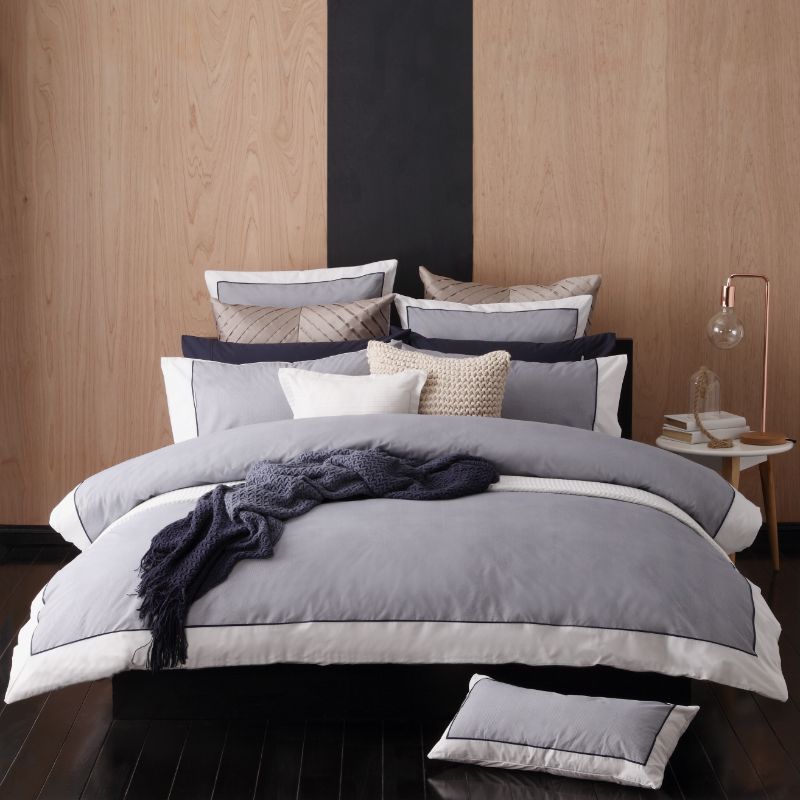 Single Duvet Cover - Set Bed - ESSEX NAVY (LOGAN & MASON)