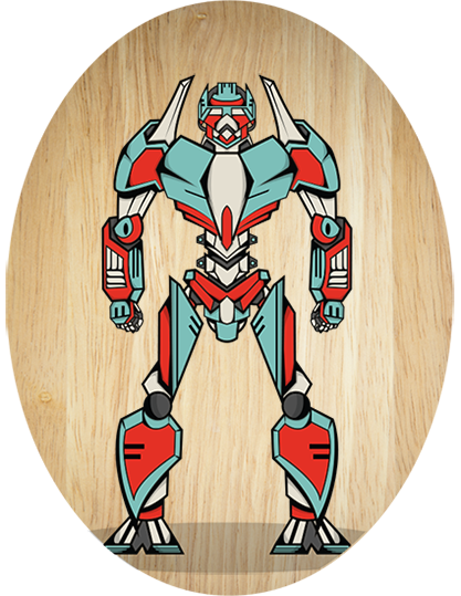 Robot - Plywood Oval - Wall Art