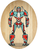 Robot - Plywood Oval - Wall Art