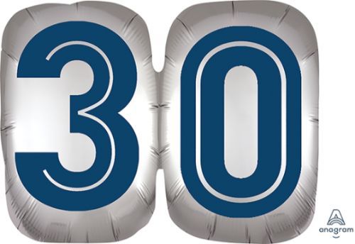 Vibrant SuperShape balloon for 30th birthday, featuring 'Happy Birthday' design, perfect for festive celebrations.