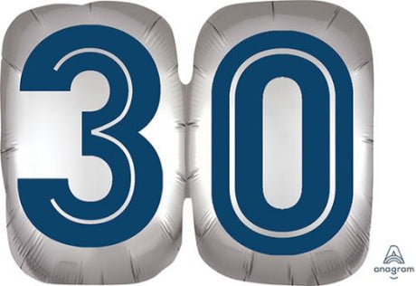 Vibrant SuperShape balloon for 30th birthday, featuring 'Happy Birthday' design, perfect for festive celebrations.