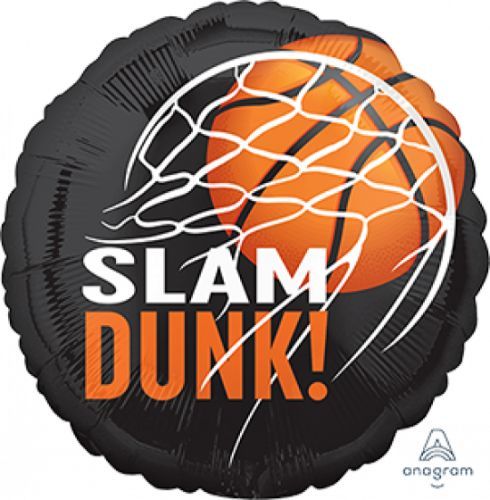 45cm self-sealing foil balloon shaped like a basketball, ideal for sports parties and celebrations, helium or air inflatable.
