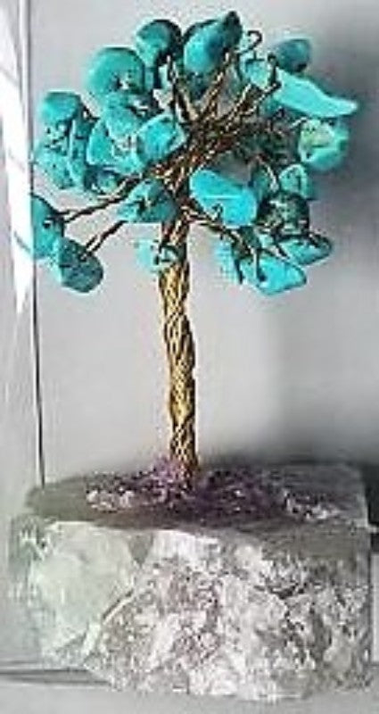 Gemstone Tree with Crystal Base (Turquoise)