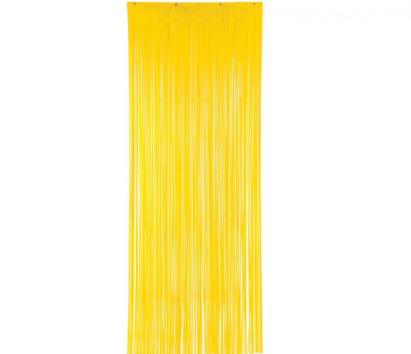 Shimmering yellow metallic curtain, 8'x3', perfect for adding a stylish touch to any space.