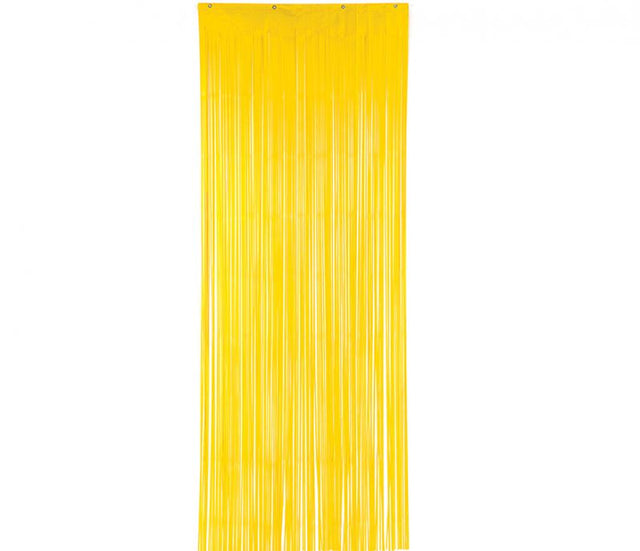 Shimmering yellow metallic curtain, 8'x3', perfect for adding a stylish touch to any space.
