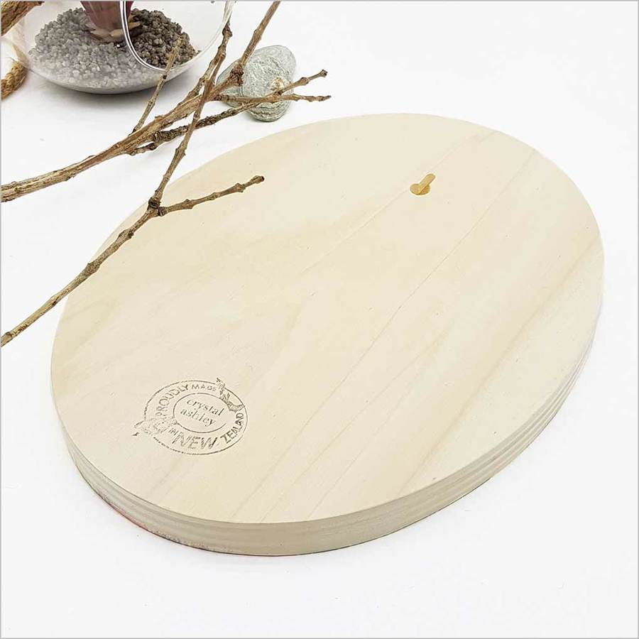 Kiwiana Wall Art - Ply Oval: Floral NZ Bird Kiwi