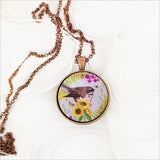 Circle Necklace: Floral Fantail (Printed MOP) - Jewellery/J Stand