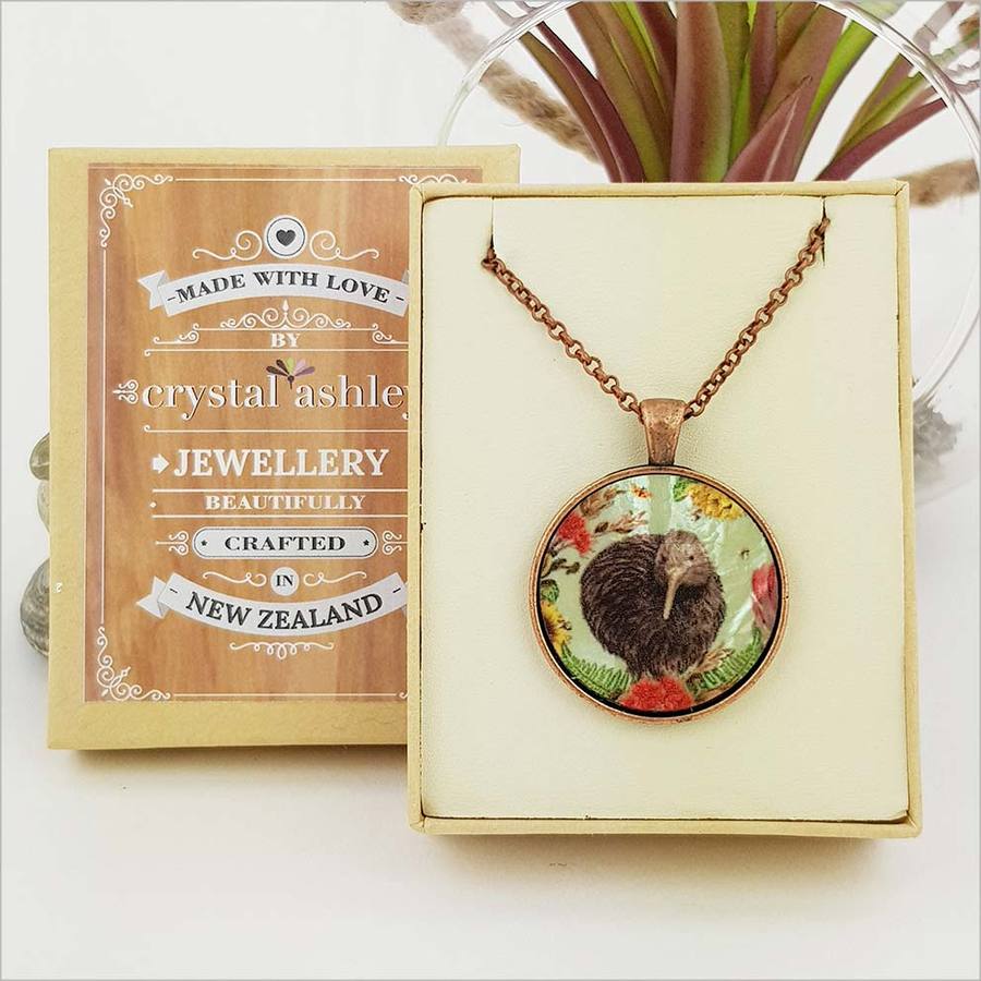 Circle Necklace: Floral Kiwi (Printed MOP) - Jewellery/J Stand