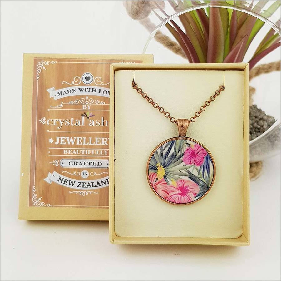 Circle Necklace: Hibiscus (Printed MOP) - Jewellery/J Stand