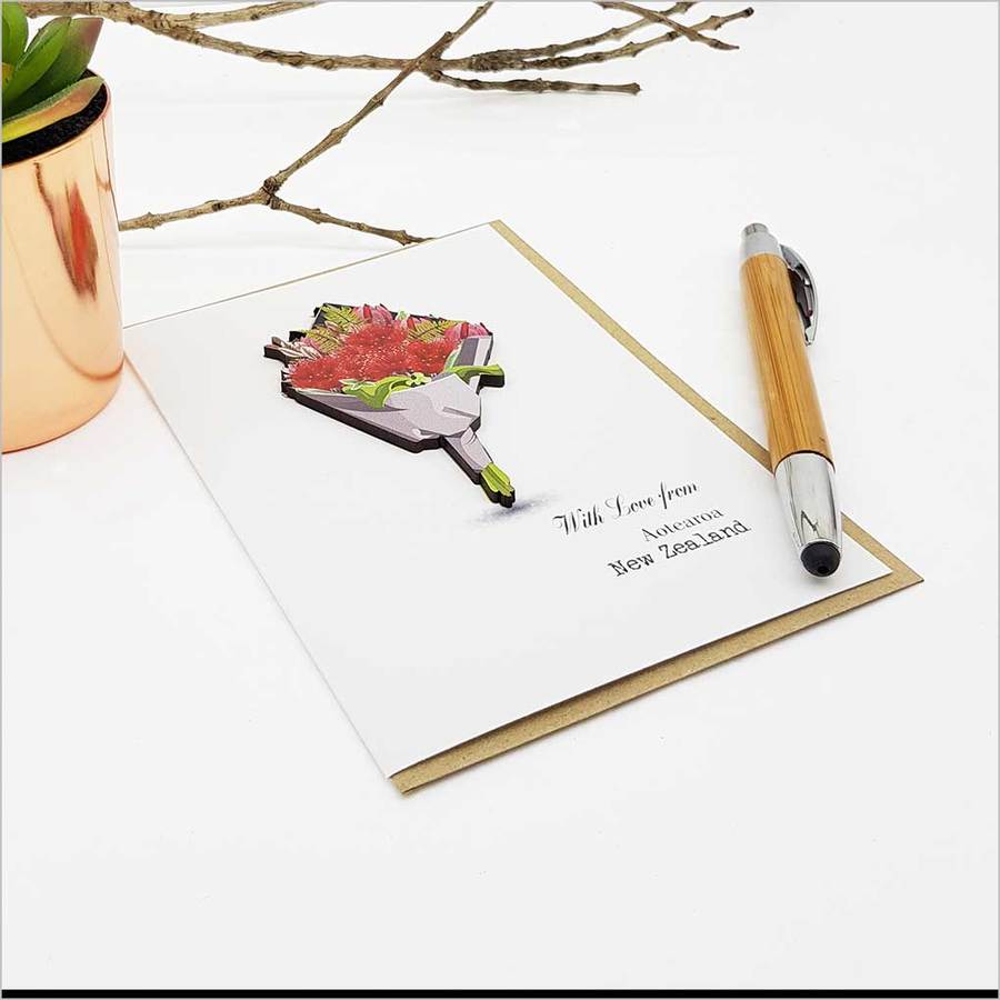 Greeting Card with Embellishment: Pohutukawa Bouquet