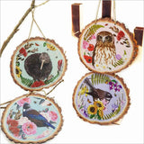 Wood Slice Art: Floral NZ Bird Fantail