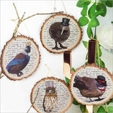 Vintage Kiwi wood slice art with vibrant colors, showcasing New Zealand's iconic bird, ready to hang and eco-friendly.