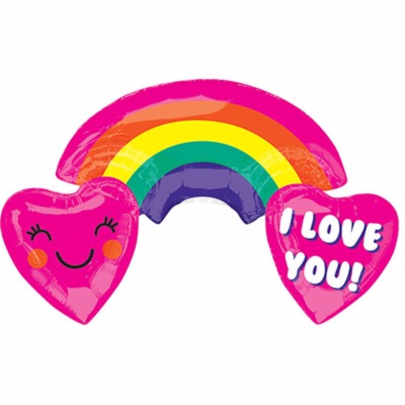 Vibrant 93cm foil balloon with rainbow colors and smiley face, perfect for joyful celebrations and gifting.