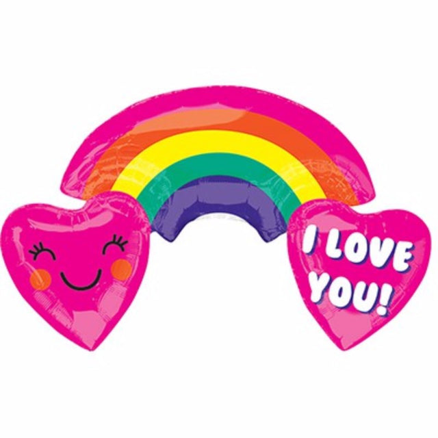 Vibrant 93cm foil balloon with rainbow colors and smiley face, perfect for joyful celebrations and gifting.