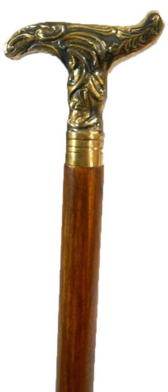 Wooden Walking Stick With Brass Handle