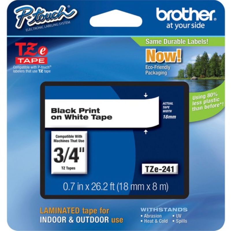 Brother TZ 17.78mm White Labeling Tape - Rectangle - Durable, Water-Resistant Adhesive