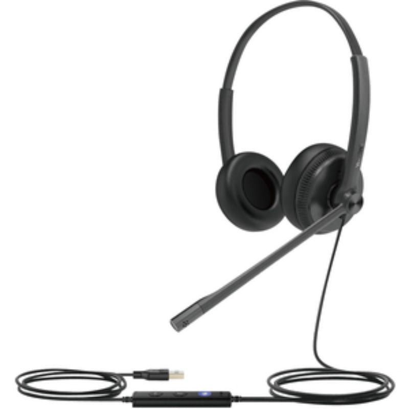 Yealink UH34 USB Dual Wired Headset - Noise Cancelling Microphone, Comfortable Leather Ear Cushions