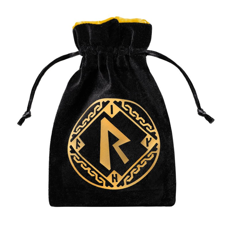 Q Workshop - Runic Black & Golden Velour Dice Bag