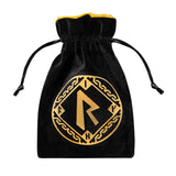 Q Workshop - Runic Black & Golden Velour Dice Bag