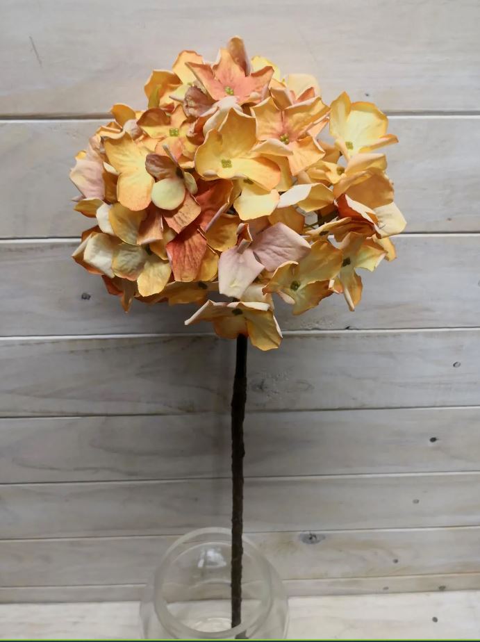 Artificial Hydrangea Stem - Dry Look (Orange)