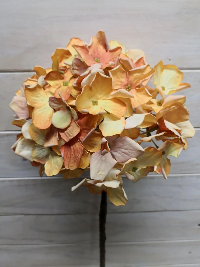 Artificial Hydrangea Stem - Dry Look (Orange)