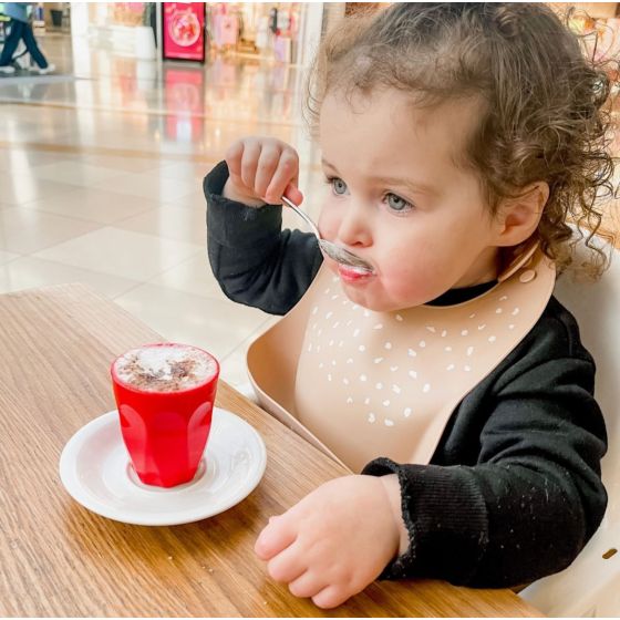 Silicone Bib With Spoon - Stone - All4Ella
