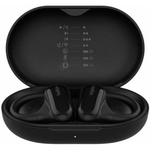 Belkin SoundForm ClearFit Open Ear True Wireless Headphones Black (AUC013BTBK)