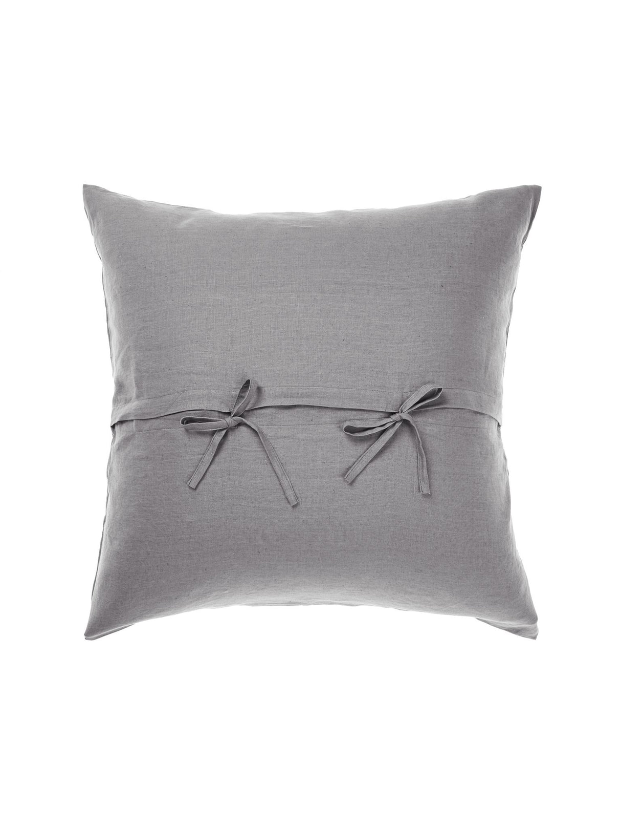 Nimes Ash European Pillowcase by Savona, featuring 100% linen front, cotton percale back, and charming tie closures.