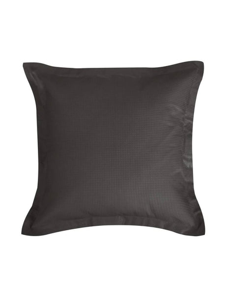 Charcoal Euro pillowcase with cotton waffle front, percale reverse, and 4cm flange for a sophisticated bedroom style.