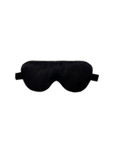 Luxurious black silk sleep mask by Savona, designed for ultimate comfort and light-blocking relaxation.