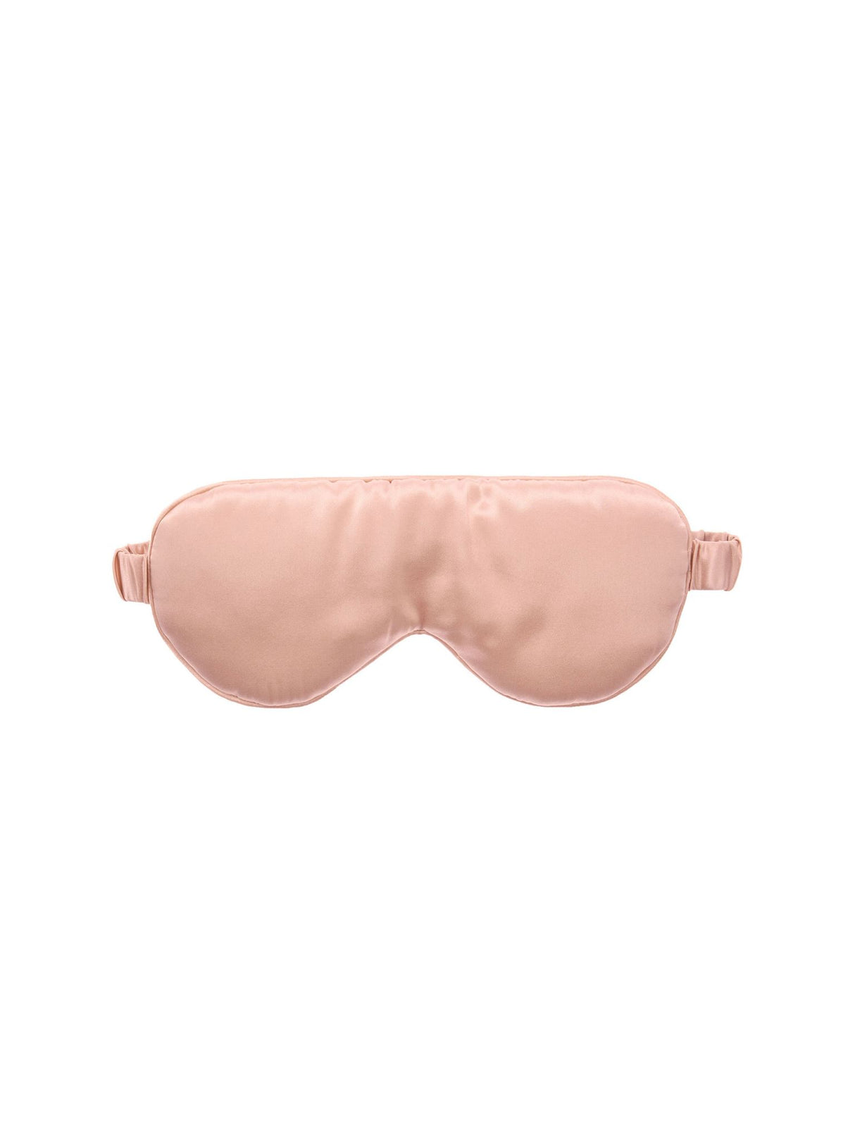 Blush silk sleep mask by Savona, designed for comfort and style, blocks light and protects delicate eye area.