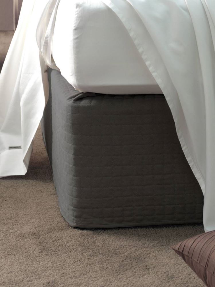 Quilted faux suede valance for double beds, stylishly covers bed base without removing mattress, 137x200cm size.