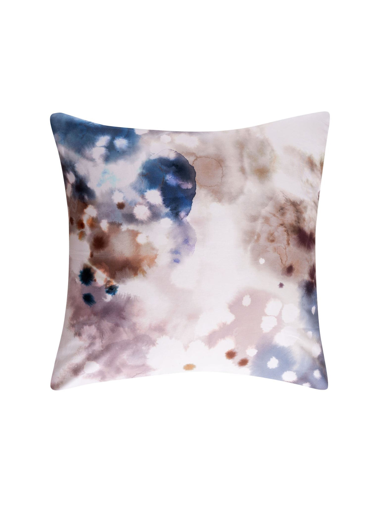 Wilder European Pillowcase by Savona featuring vibrant watercolor designs in blue and brown, made of 100% cotton sateen, 65cm x 65cm.