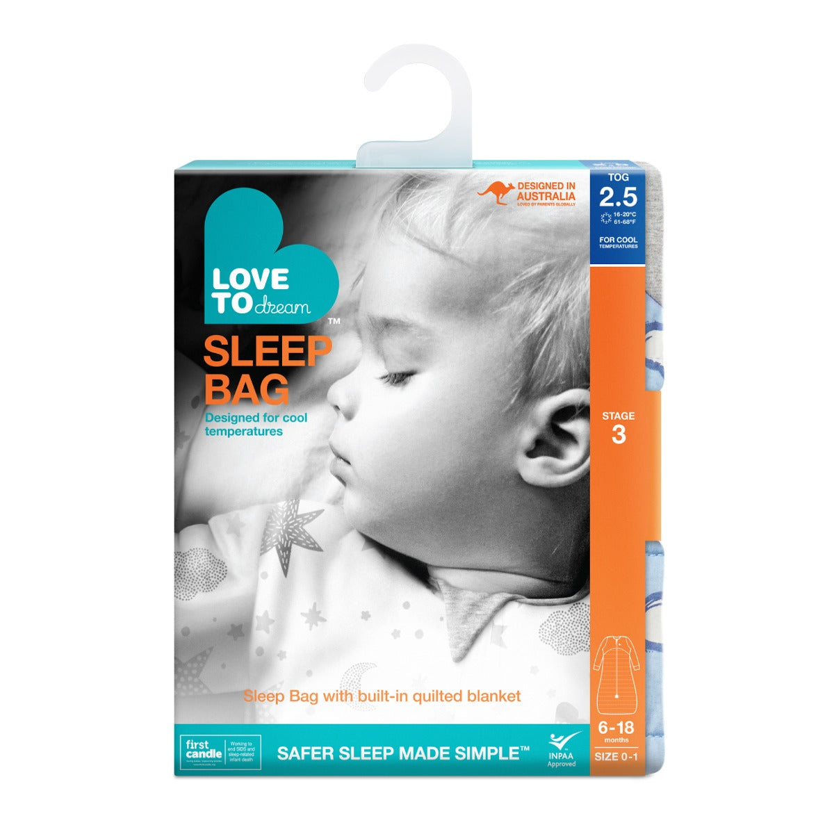 Love to DreamSleep Bag™ Warm 2.5 TOG - Daydream Blue - 6-18m