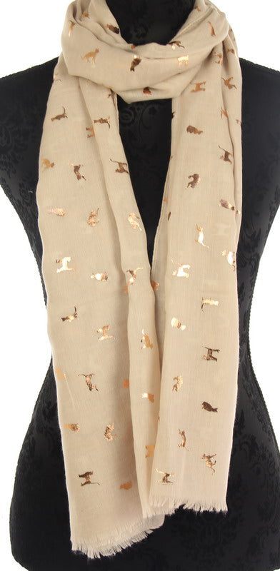 Scarf - Cat Rose Gold Foil  - Taupe
