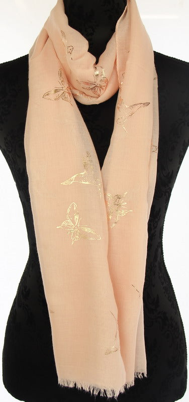 Scarf - Hummingbird Rose Gold Foil Sca - Pink