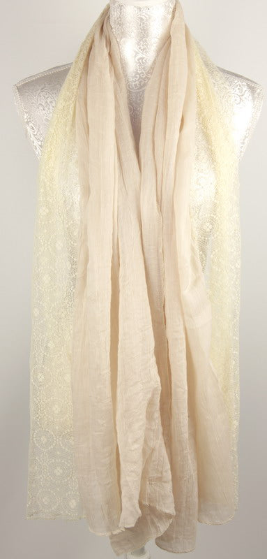 Scarf - Lace And Viscose - Beige