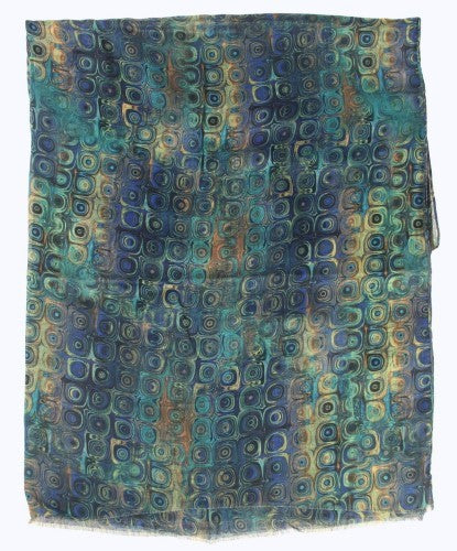 Scarf - Peacock Pattern Reversable BLUE