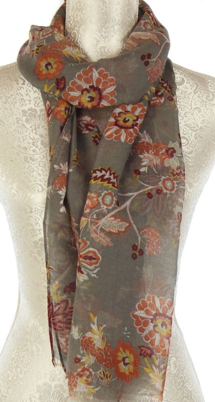 Scarf - Rust on Taupe Floral (Set of 2)