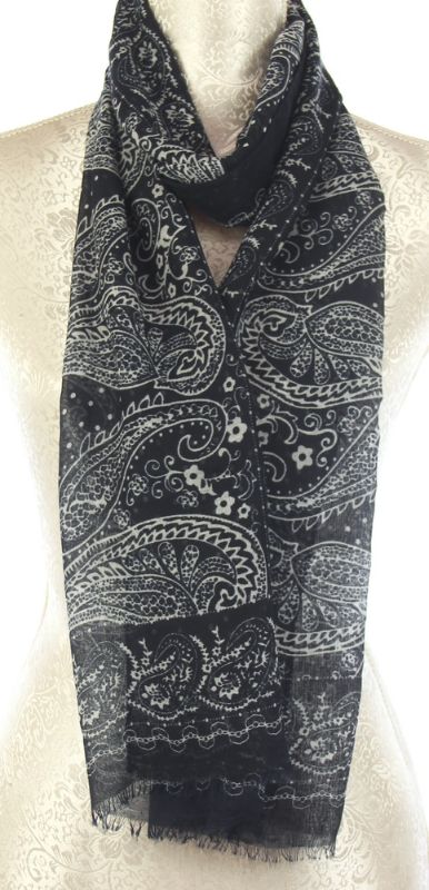 Scarf - Navy White Paisley (Set of 2)