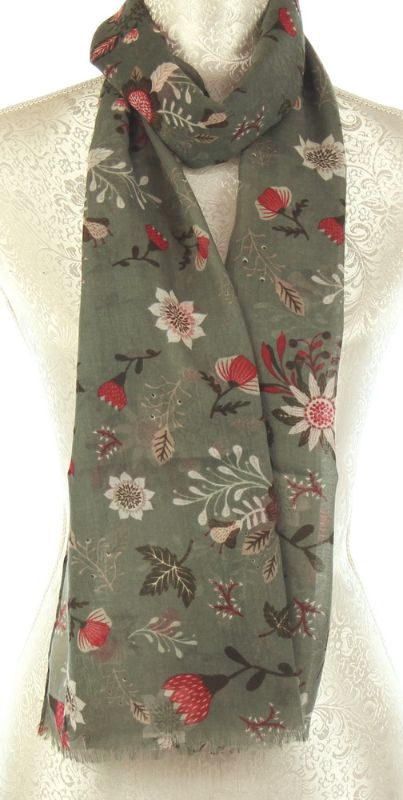 Scarf - Floral on Grey (Set of 2)