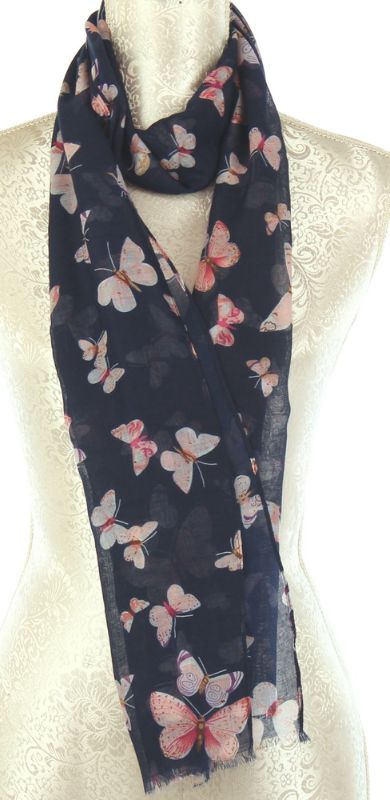 Scarf - Butterflies on Navy (Set of 2)