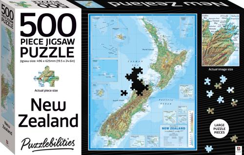 Puzzabilities 500pc Jigsaw: New Zealand Map