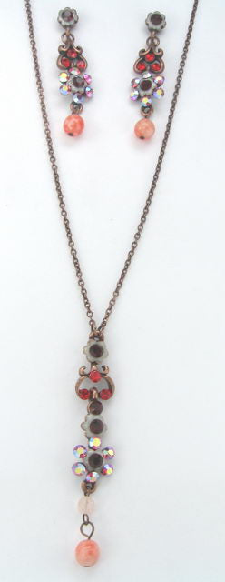 Earring & Necklace Set Crystal Set Red