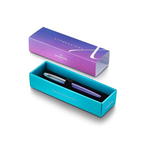 SHEAFFER EXPRESSIONS VFM GRADIENT BLUE/CHROME FOUNTAIN PEN FINE NIB