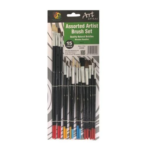Art Extra 15 Pcs Assorted Artist Brush Set